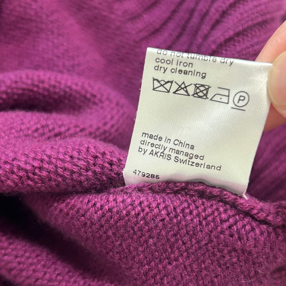Akris Punto Wool Cashmere Sweater Vest Plum Purple Black Trim Sleeveless Knit - Picture 7 of 8